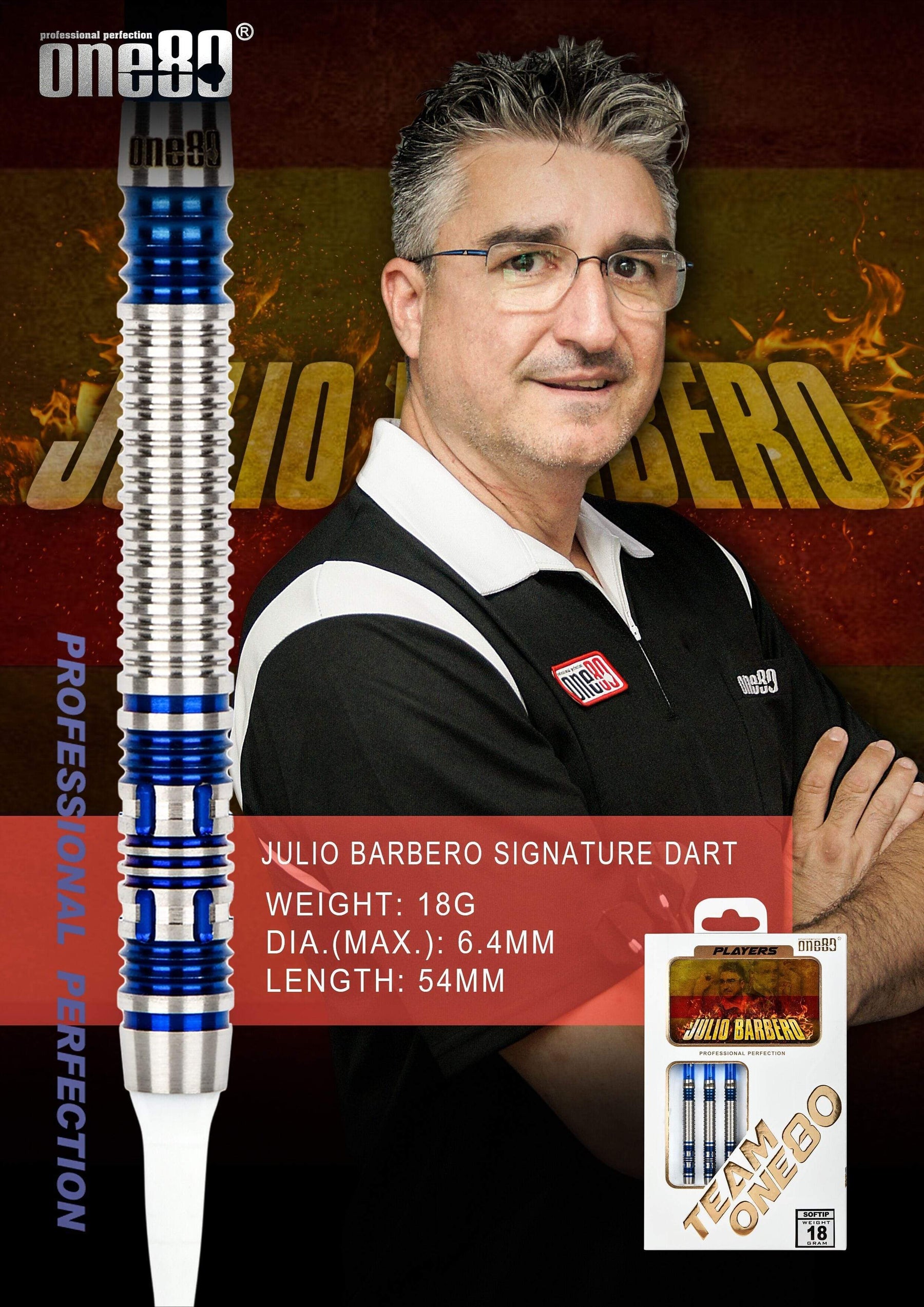 ONE80 Softdarts One80 - Julio Barbero - Signature Dart - Softdart - 18 Gramm