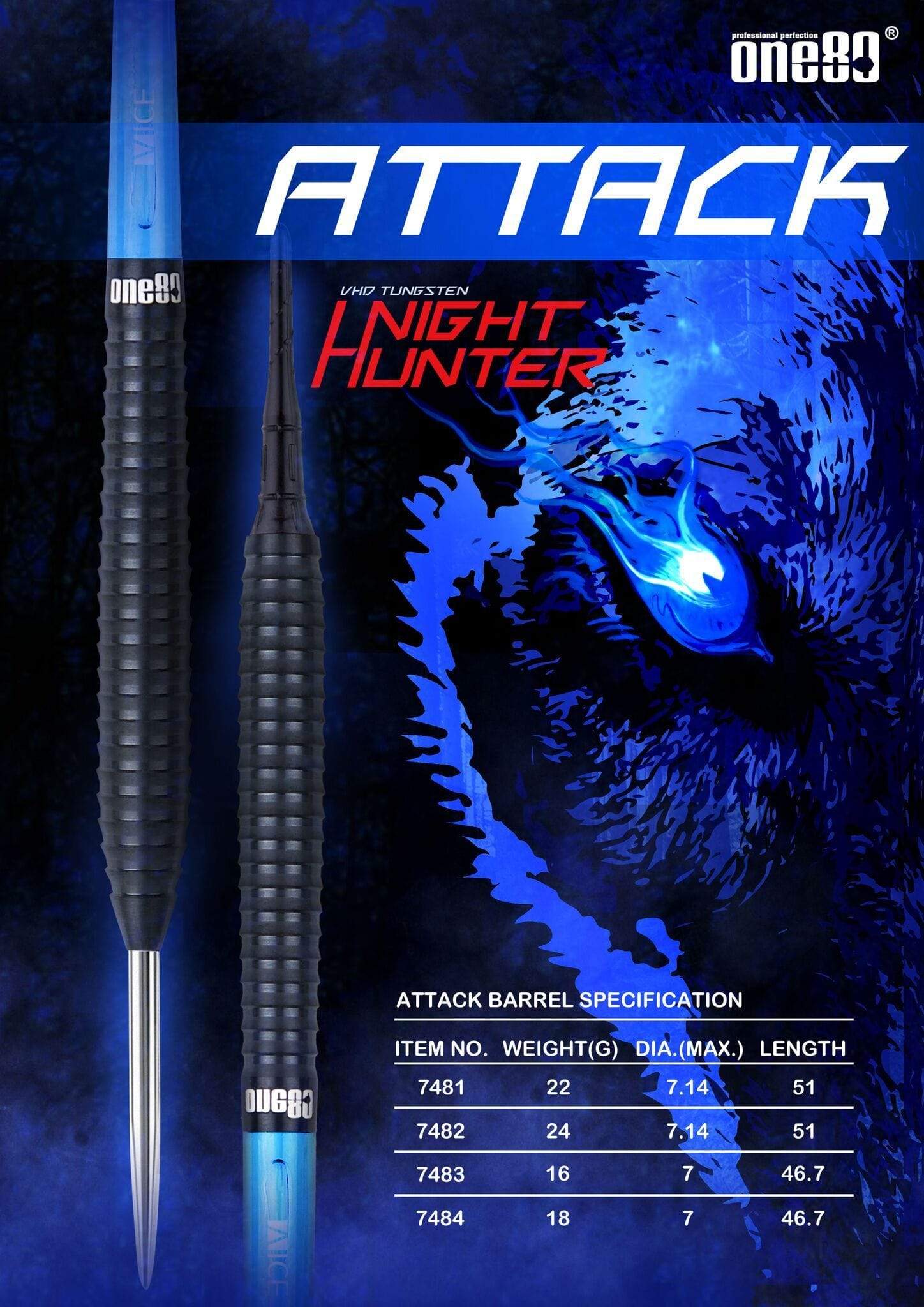 ONE80 Softdarts One80 - Nighthunter - ATTACK - Softdart